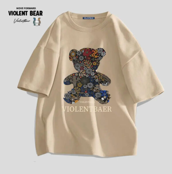 Violent bear colorful flowers printed short sleeves - Image 8