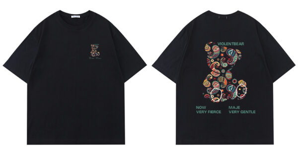 Violent bear pure cotton cashew flowers-short sleeves - Image 3