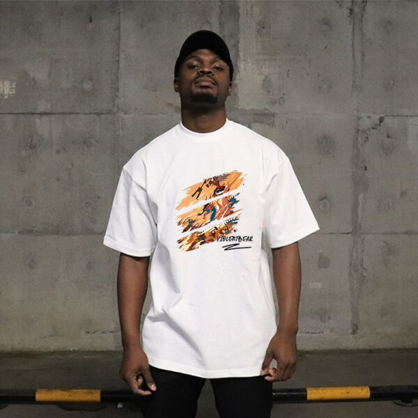 Violet bear tricolor graffiti dragon printed short sleeves - Image 8