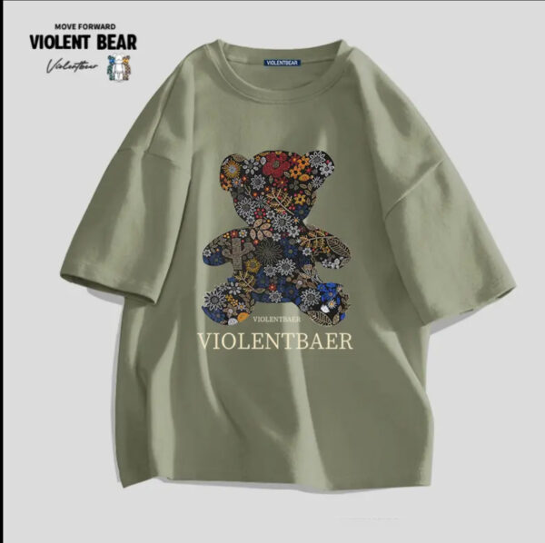 Violent bear colorful flowers printed short sleeves - Image 9