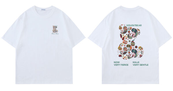 Violent bear pure cotton cashew flowers-short sleeves - Image 4