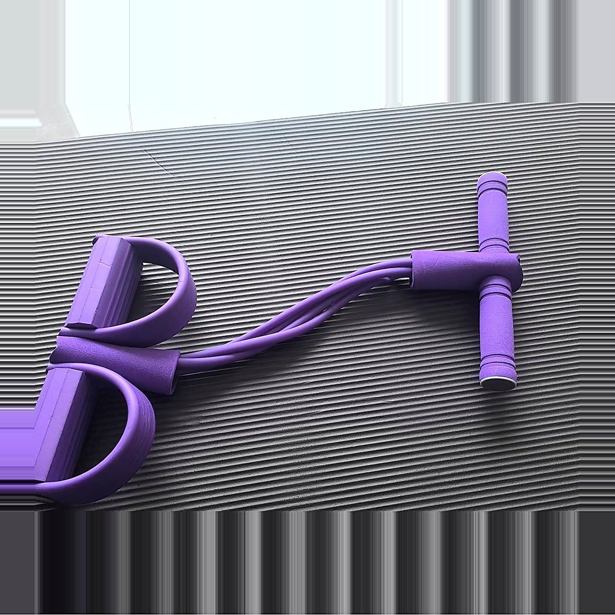 Purple resistance band showing the four high-elastic cords